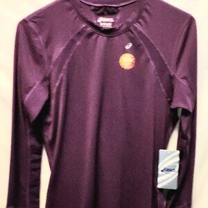 NWT top women Asics athletic long sleeves SZ M Purple WR0910 DISCOUNT SHIPPING!!
